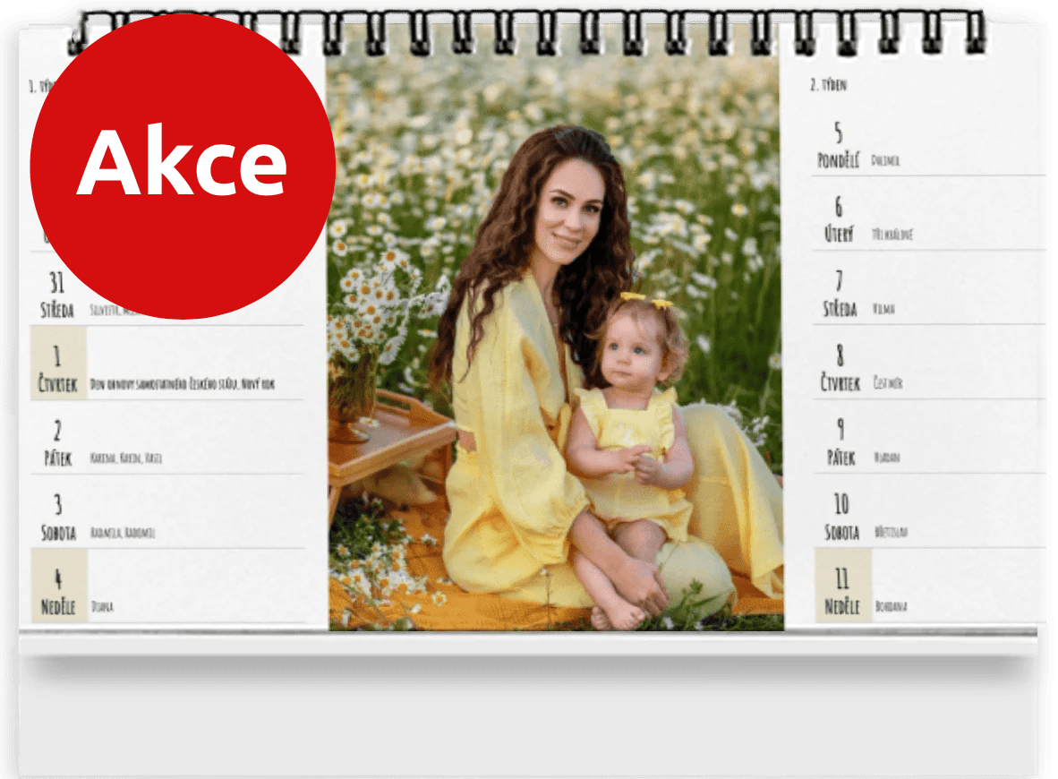 Stolní kalendář 2026 z vlastních fotek 14-ti denní - Bílý