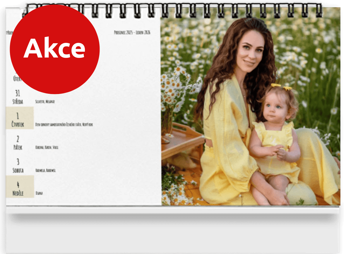 Foto kalendář z fotek. Týdenní stolní kalendář 2026 - Bílý - 299 Kč