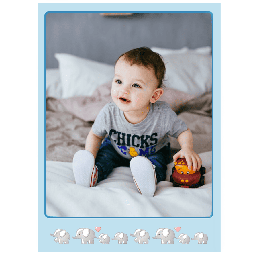Fotokniha online. Sleva na růžovou fotoknihu s okénkem 21cm - Dětská modrá