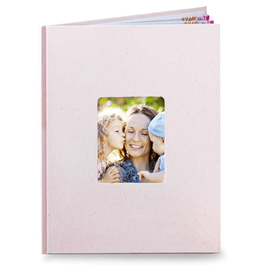 Fotokniha online. Sleva na růžovou fotoknihu s okénkem 21cm - Elegantní bílá