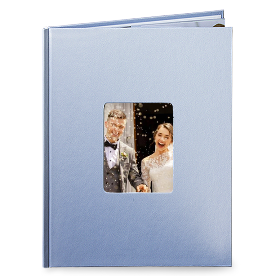 Akce na fotoknihy. Desky A4 v modré barvě. Fotokniha do 24hod. - Svatební krajka