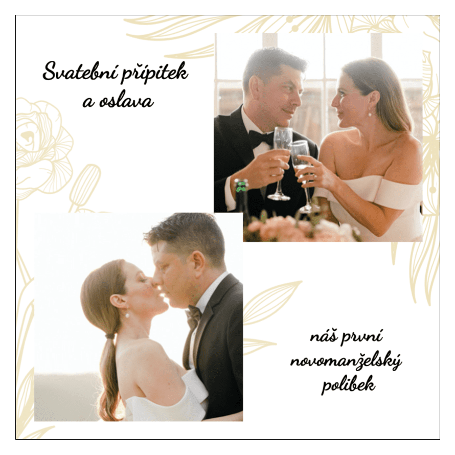 Nejlepší fotokniha. Pevné desky a kovová spirála levně. - Svatební zlaté květy